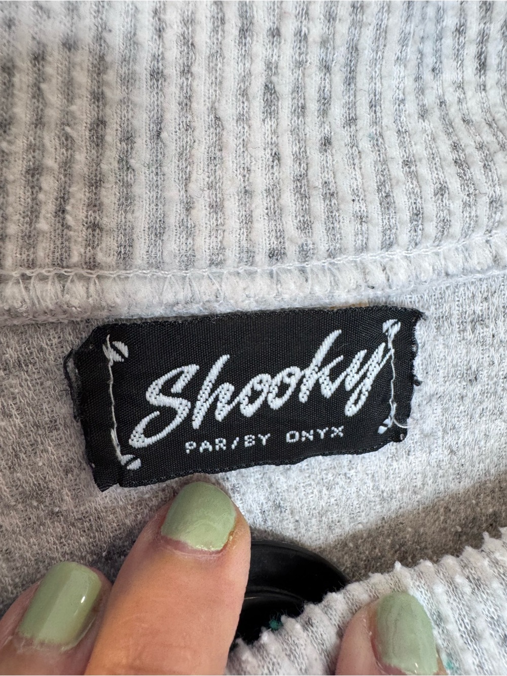 Vintage Shooky Cozy Ribbed Knit Lounge Set Gray Turtleneck 90s cropped petite - Picture 5 of 11
